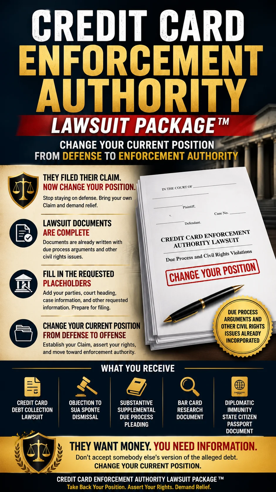 Credit Card Enforcement Authority Lawsuit Package™